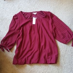DressBarn Tie Sleeve Bubble Hem Blouse